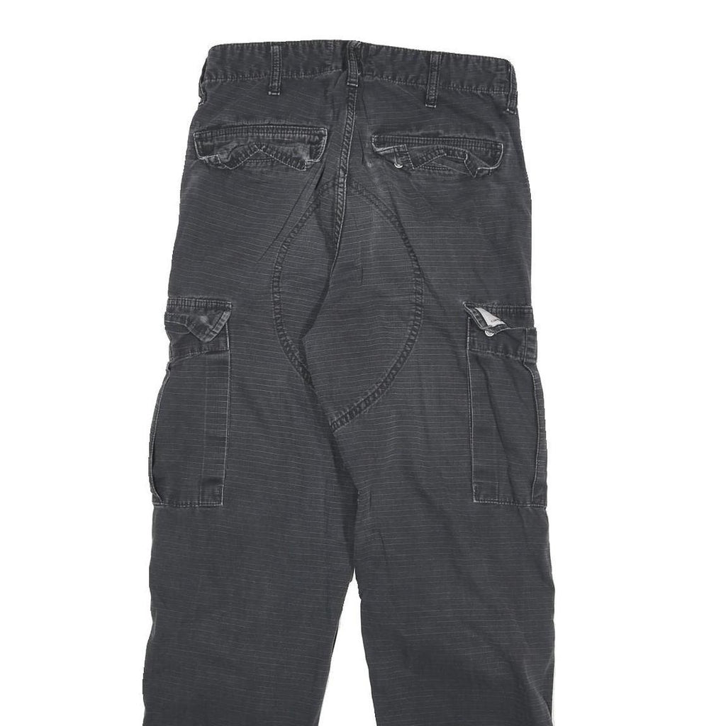 CARHARTT Mens Regular Fit Black Cargo Trousers W27 L30 Cotton Blend Zip Closure