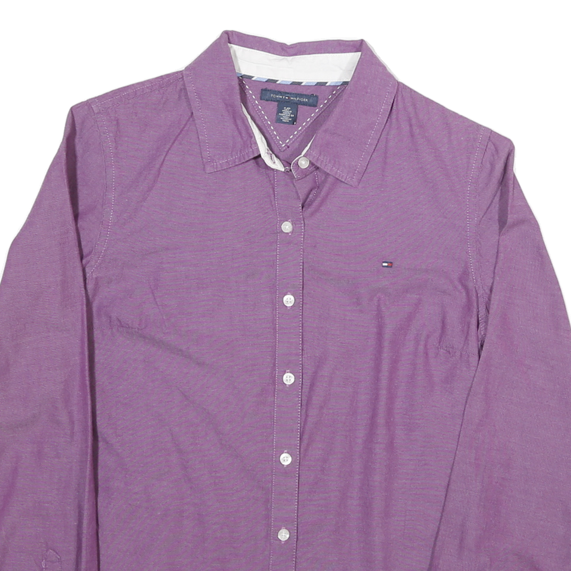 TOMMY HILFIGER Womens Purple Plain Shirt S Button Down Long Sleeve