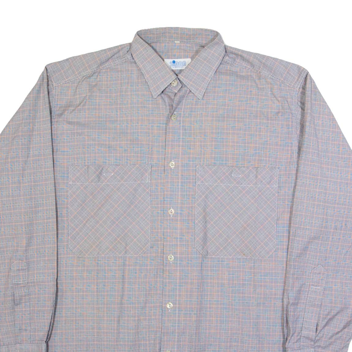 SIRNA Mens Shirt Grey 90s Check Long Sleeve L