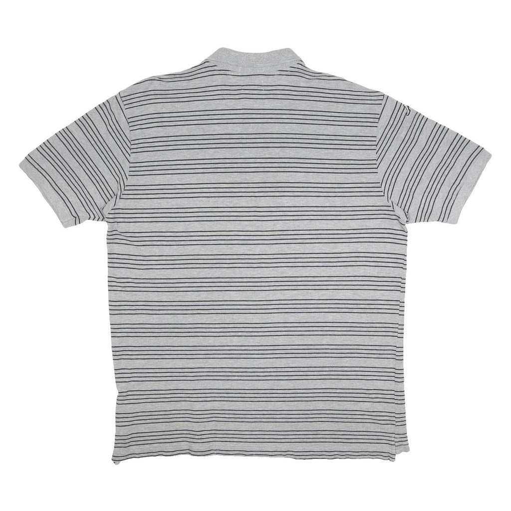 KAPPA Mens Grey & Black Striped Polo Shirt 2XL Cotton Blend Short Sleeve Casual