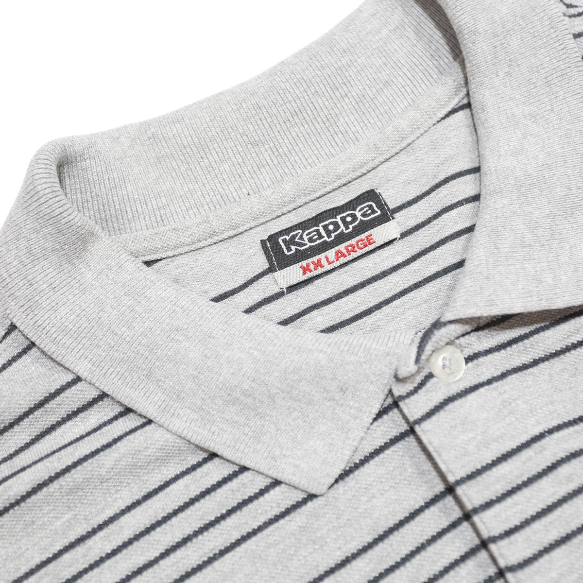 KAPPA Mens Grey & Black Striped Polo Shirt 2XL Cotton Blend Short Sleeve Casual