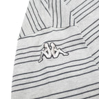 KAPPA Mens Grey & Black Striped Polo Shirt 2XL Cotton Blend Short Sleeve Casual