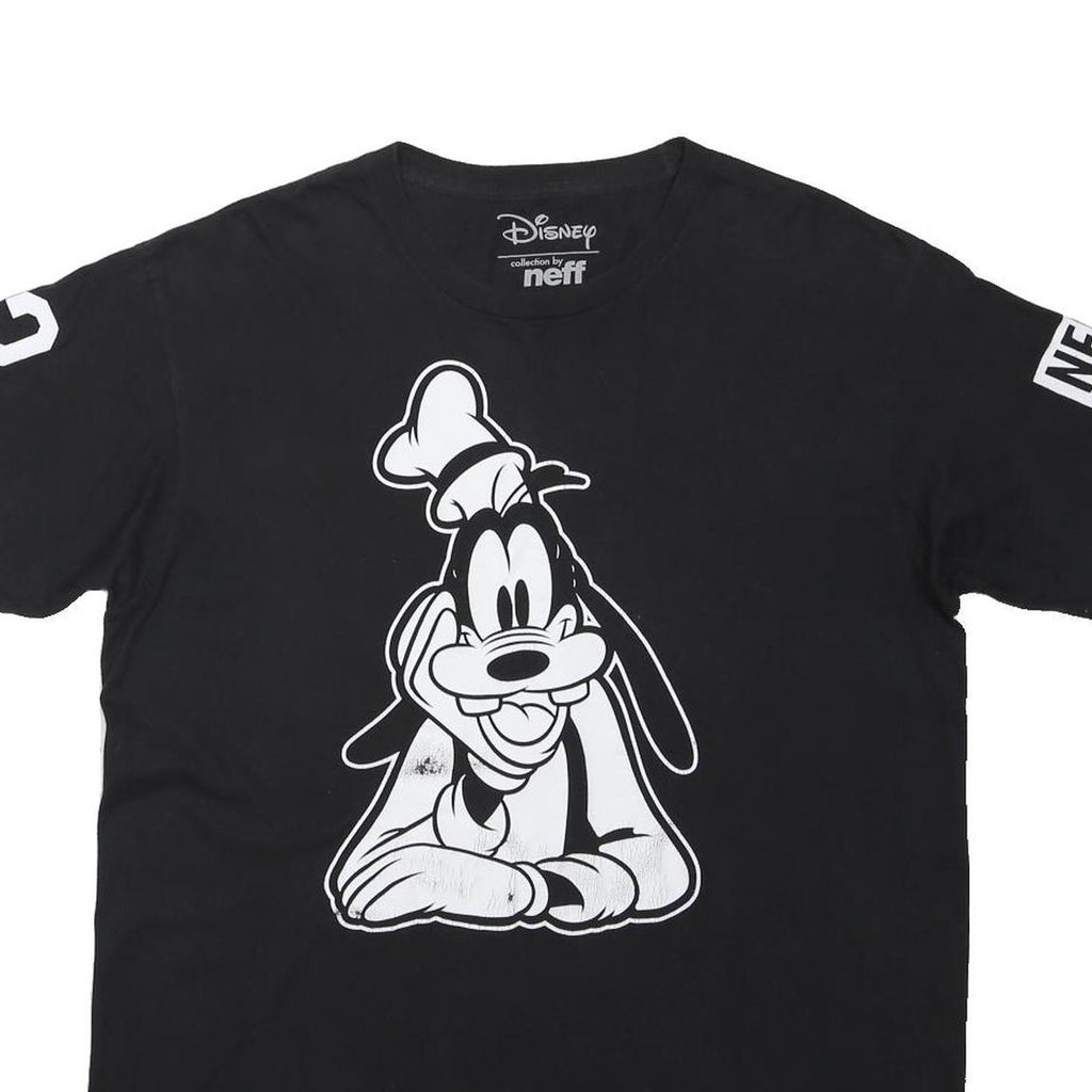 DISNEY Mens Black Goofy Print Short Sleeve Crew Neck Cotton Blend T-Shirt L