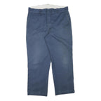 DICKIES Mens Regular Blue Cotton Blend Zip Trousers W36 L28 Classic Straight