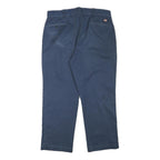 DICKIES Mens Regular Blue Cotton Blend Zip Trousers W36 L28 Classic Straight