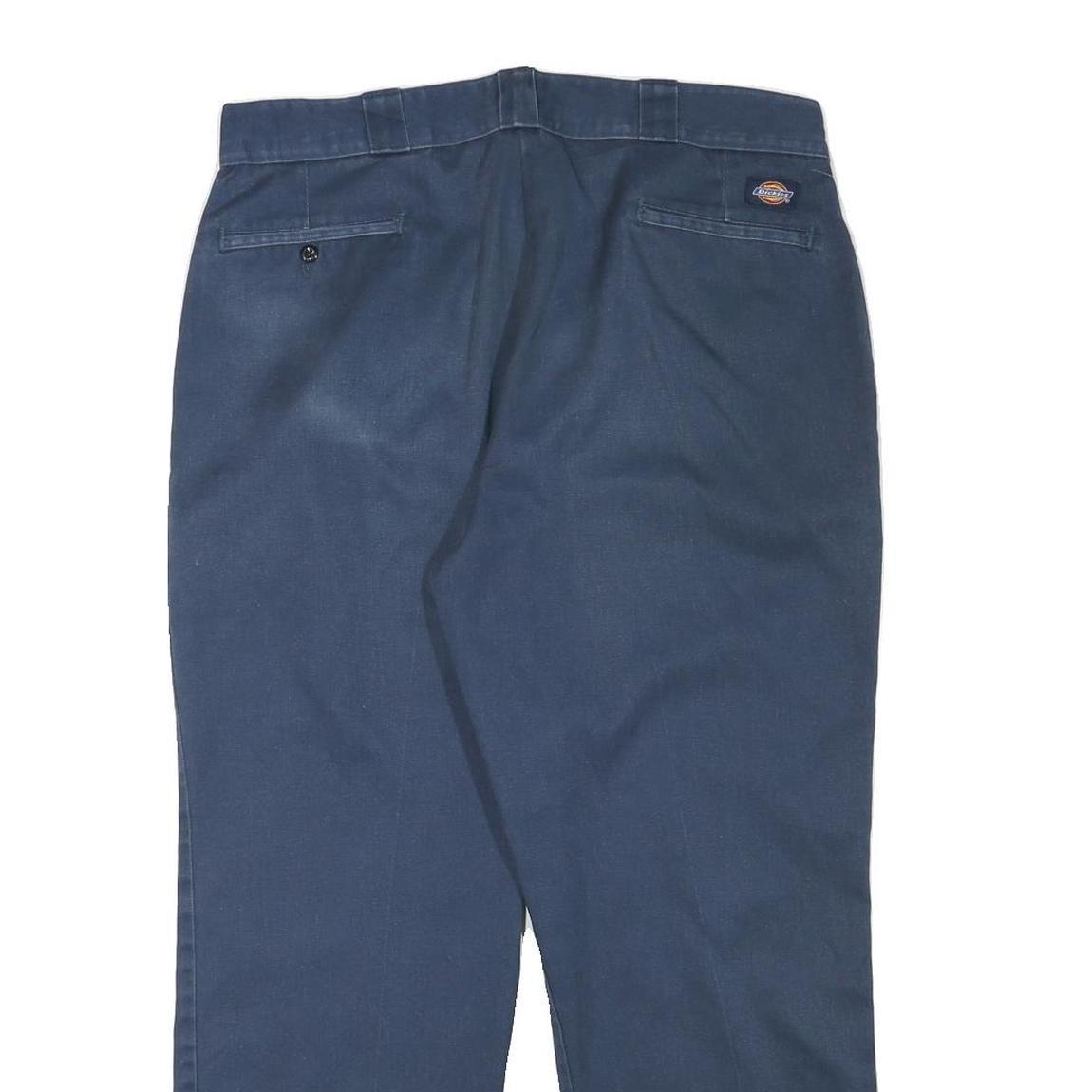 DICKIES Mens Regular Blue Cotton Blend Zip Trousers W36 L28 Classic Straight