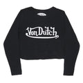 VON DUTCH Womens Black Graphic Long Sleeve Crew Neck Cotton T-Shirt UK 12