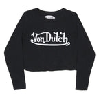 VON DUTCH Womens Black Graphic Long Sleeve Crew Neck Cotton T-Shirt UK 12