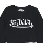 VON DUTCH Womens Black Graphic Long Sleeve Crew Neck Cotton T-Shirt UK 12