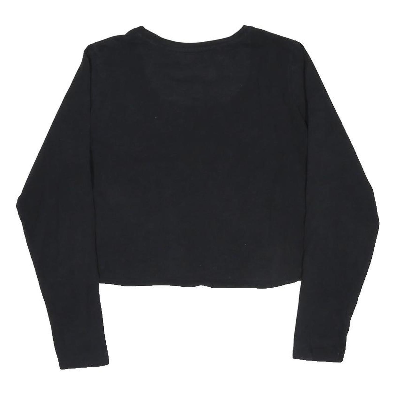 VON DUTCH Womens Black Graphic Long Sleeve Crew Neck Cotton T-Shirt UK 12