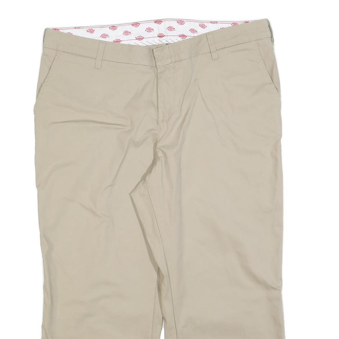 DICKIES Womens Cotton Blend Beige Relaxed Straight Trousers W36 L25 Workwear