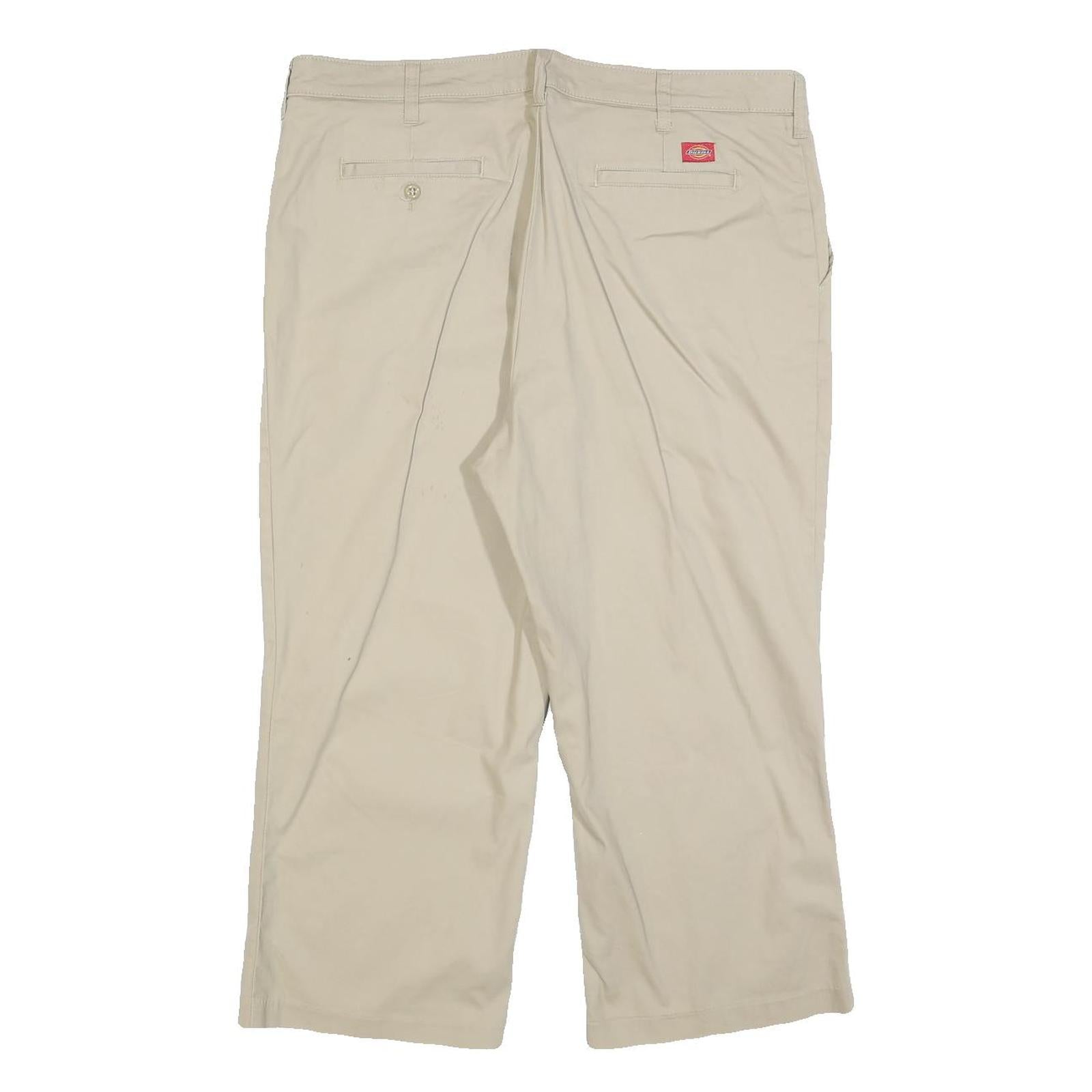 DICKIES Womens Cotton Blend Beige Relaxed Straight Trousers W36 L25 Workwear