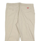 DICKIES Womens Cotton Blend Beige Relaxed Straight Trousers W36 L25 Workwear