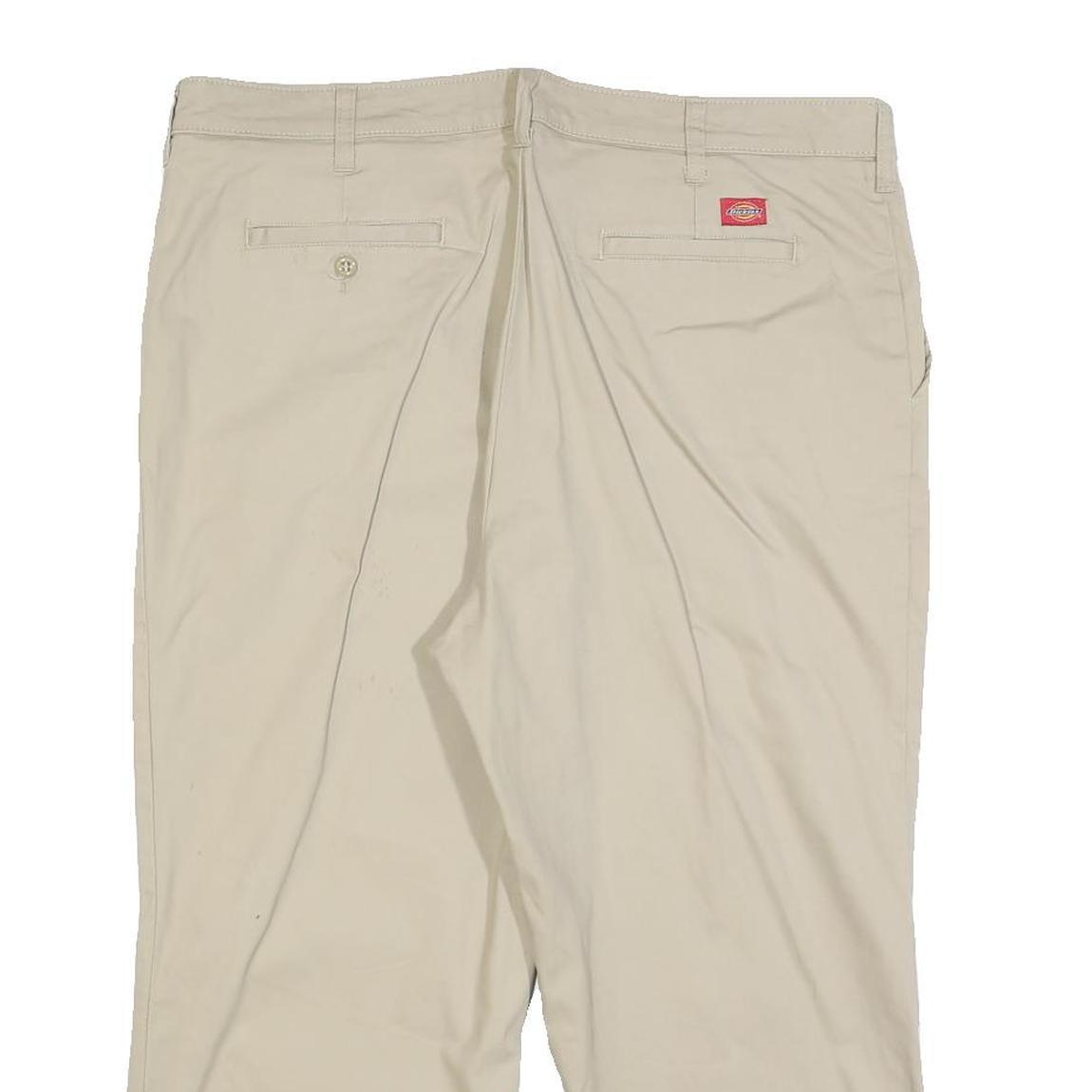 DICKIES Womens Cotton Blend Beige Relaxed Straight Trousers W36 L25 Workwear