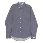 TOMMY HILFIGER Mens Blue Patterned Shirt M Button Down Cotton Blend Casual
