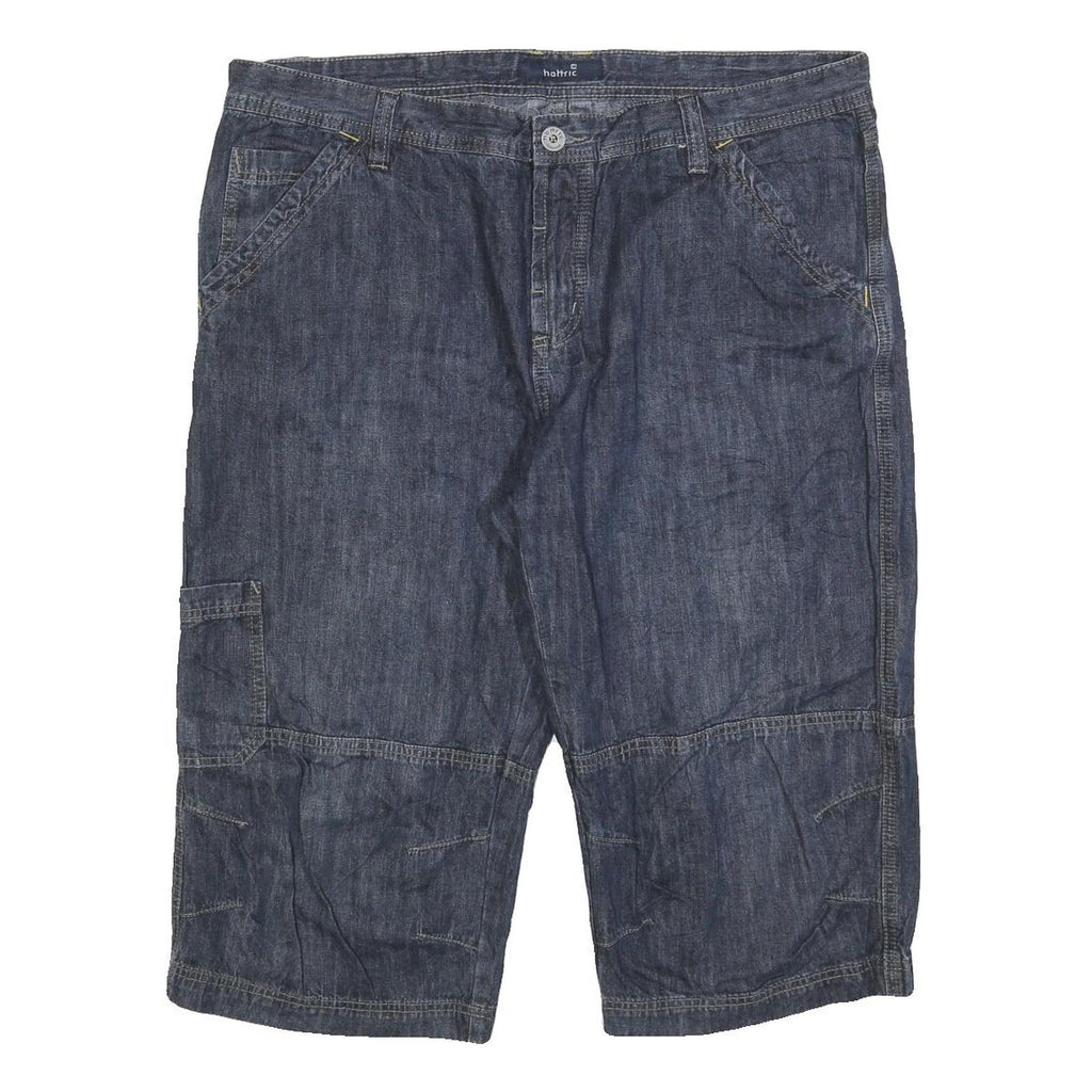 HOTTRIC Mens Denim Blue Cargo Shorts 2XL W40 Cotton Blend Casual Summer
