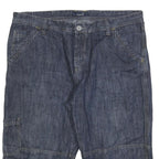HOTTRIC Mens Denim Blue Cargo Shorts 2XL W40 Cotton Blend Casual Summer