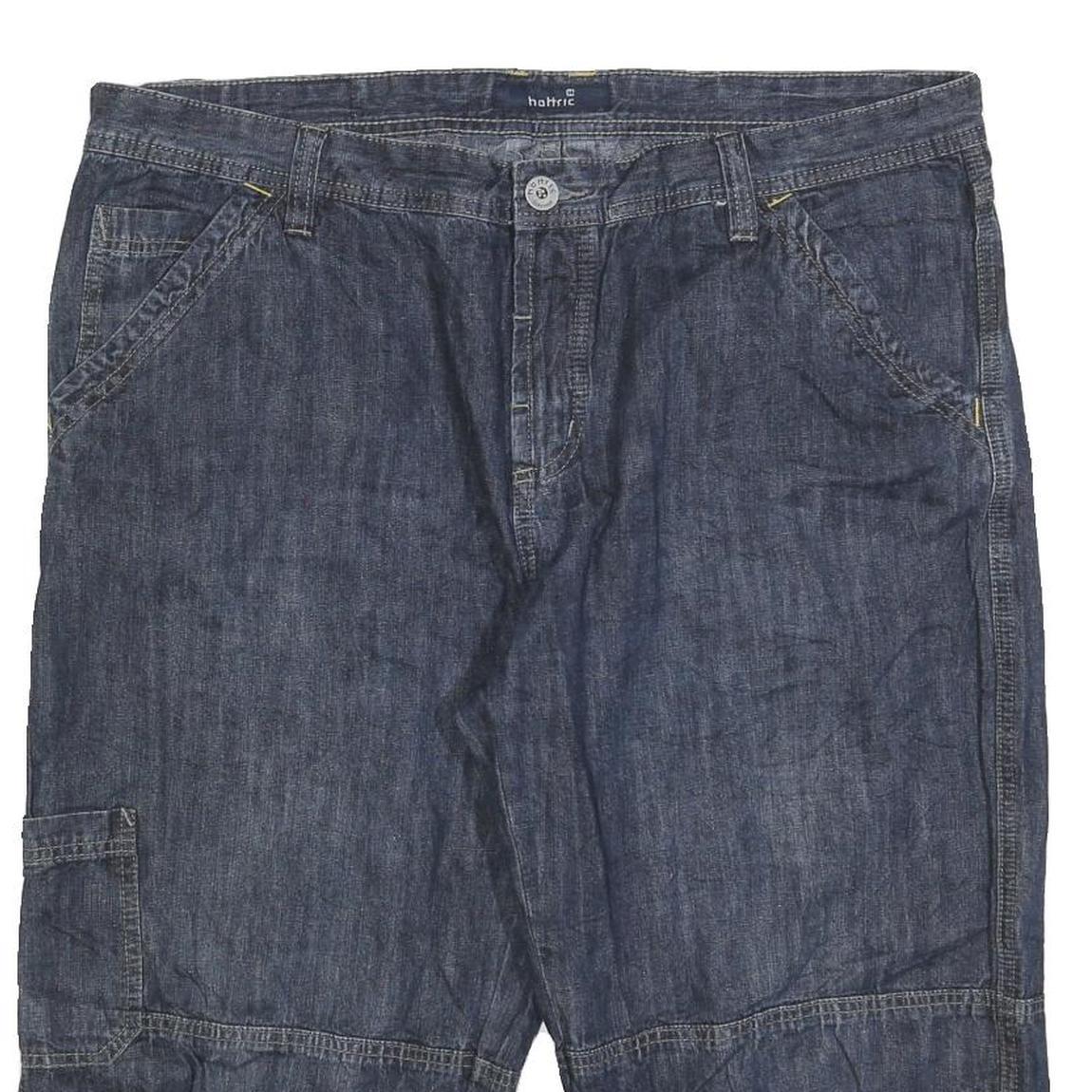 HOTTRIC Mens Denim Blue Cargo Shorts 2XL W40 Cotton Blend Casual Summer