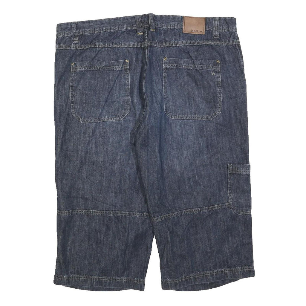 HOTTRIC Mens Denim Blue Cargo Shorts 2XL W40 Cotton Blend Casual Summer