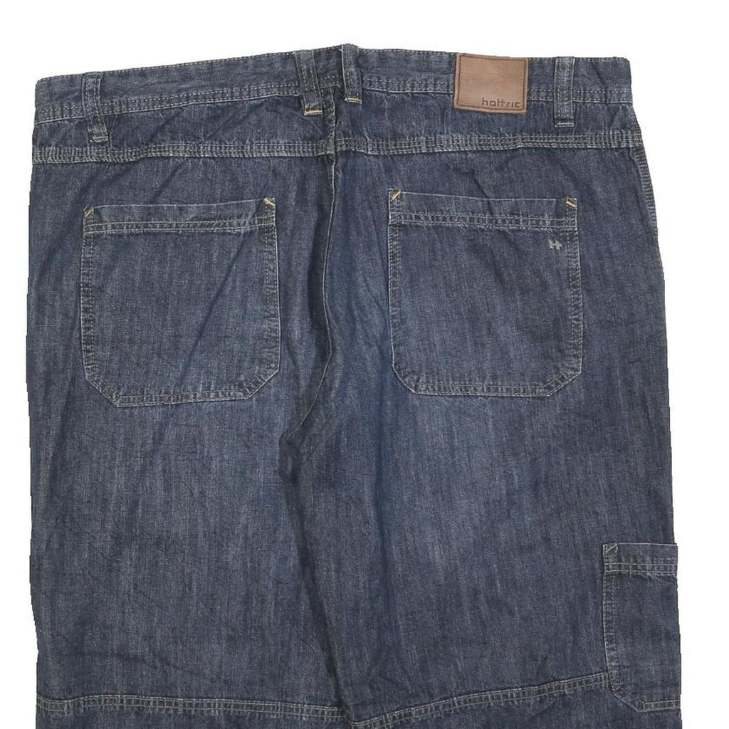 HOTTRIC Mens Denim Blue Cargo Shorts 2XL W40 Cotton Blend Casual Summer