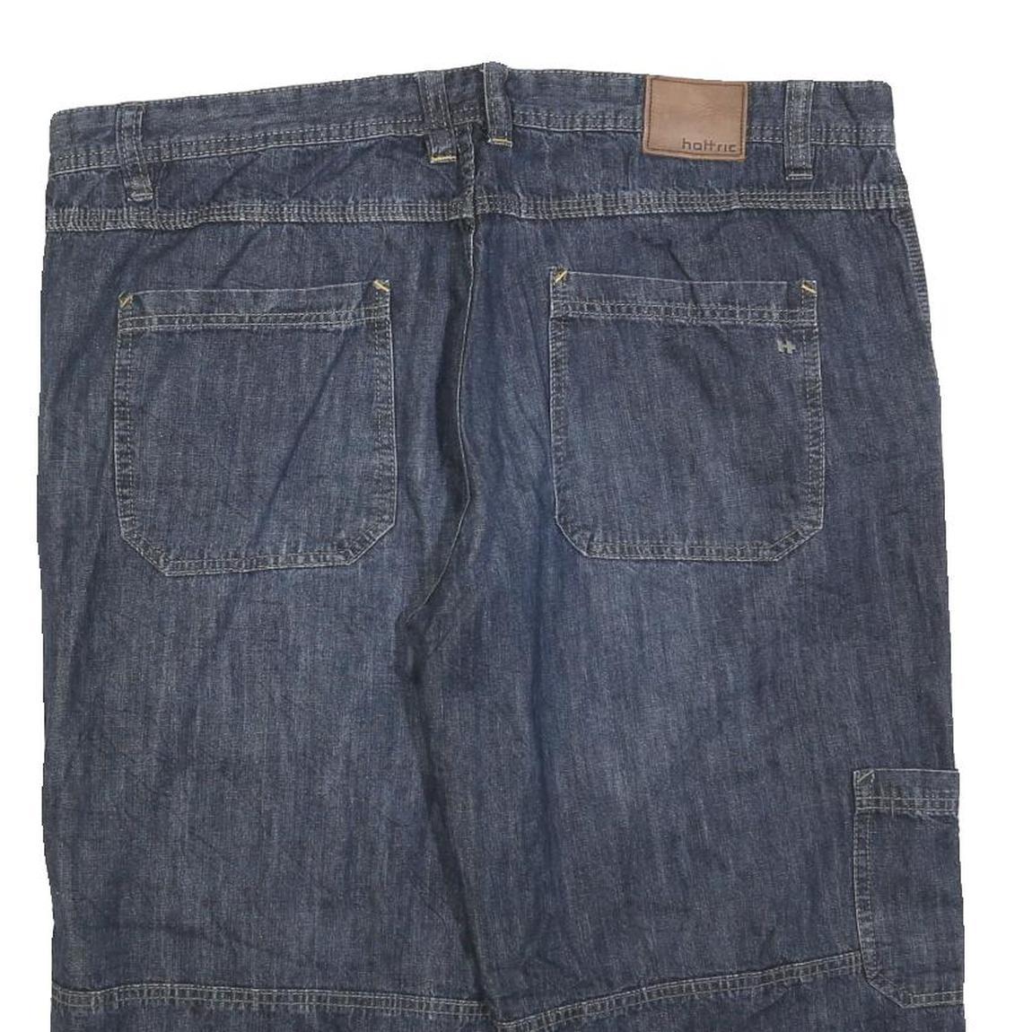 HOTTRIC Mens Denim Blue Cargo Shorts 2XL W40 Cotton Blend Casual Summer