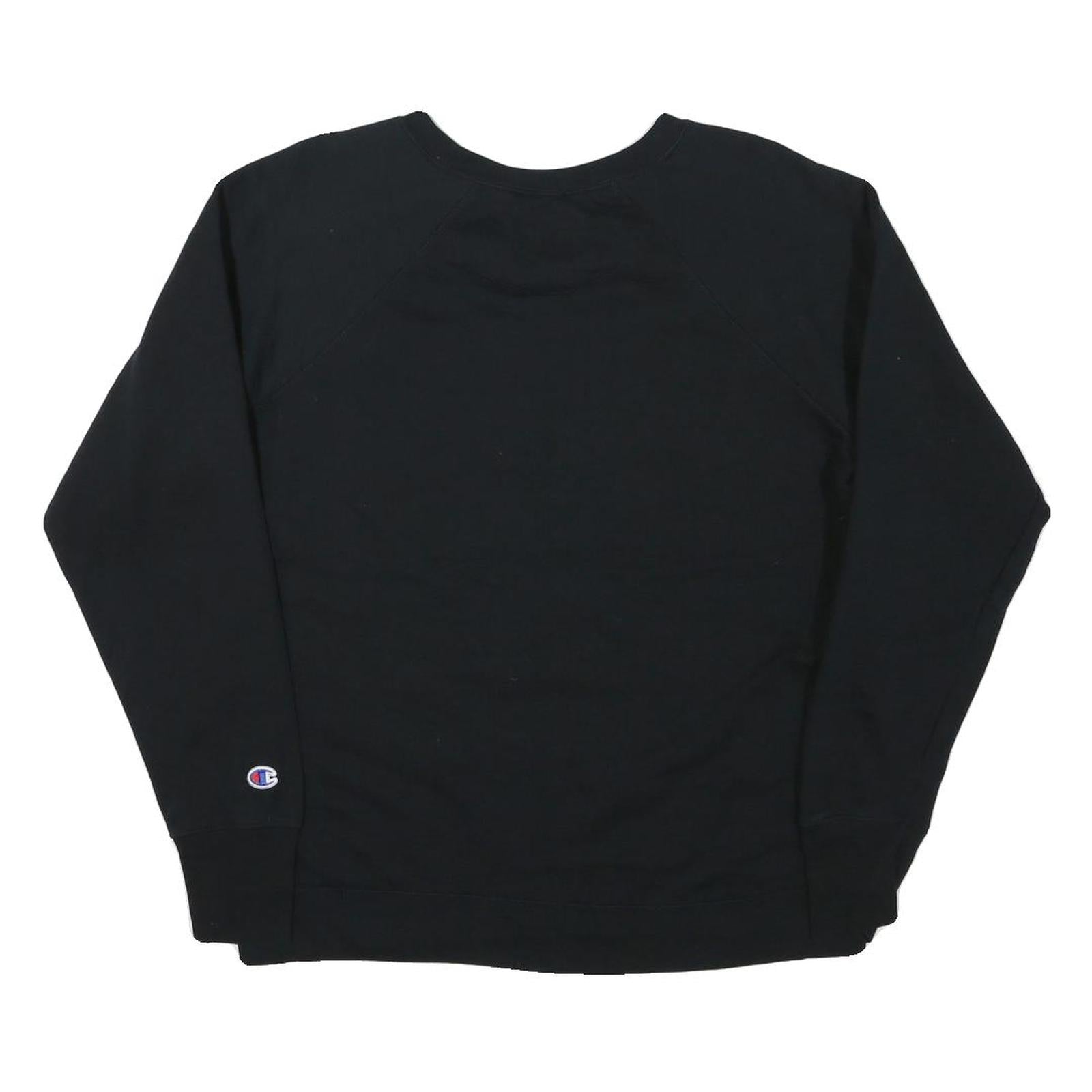 CHAMPION Mens Black Cotton Blend Crew Neck XL Classic Logo Sleeve Sweatshirt