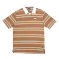 CONVERSE Mens Brown & White Striped Polo Shirt M Cotton Casual Stripe