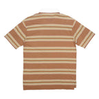 CONVERSE Mens Brown & White Striped Polo Shirt M Cotton Casual Stripe