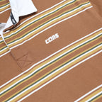 CONVERSE Mens Brown & White Striped Polo Shirt M Cotton Casual Stripe