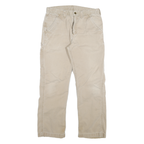 CARHARTT Mens Jeans Beige Relaxed Straight Denim W32 L28 Durable Workwear Zip