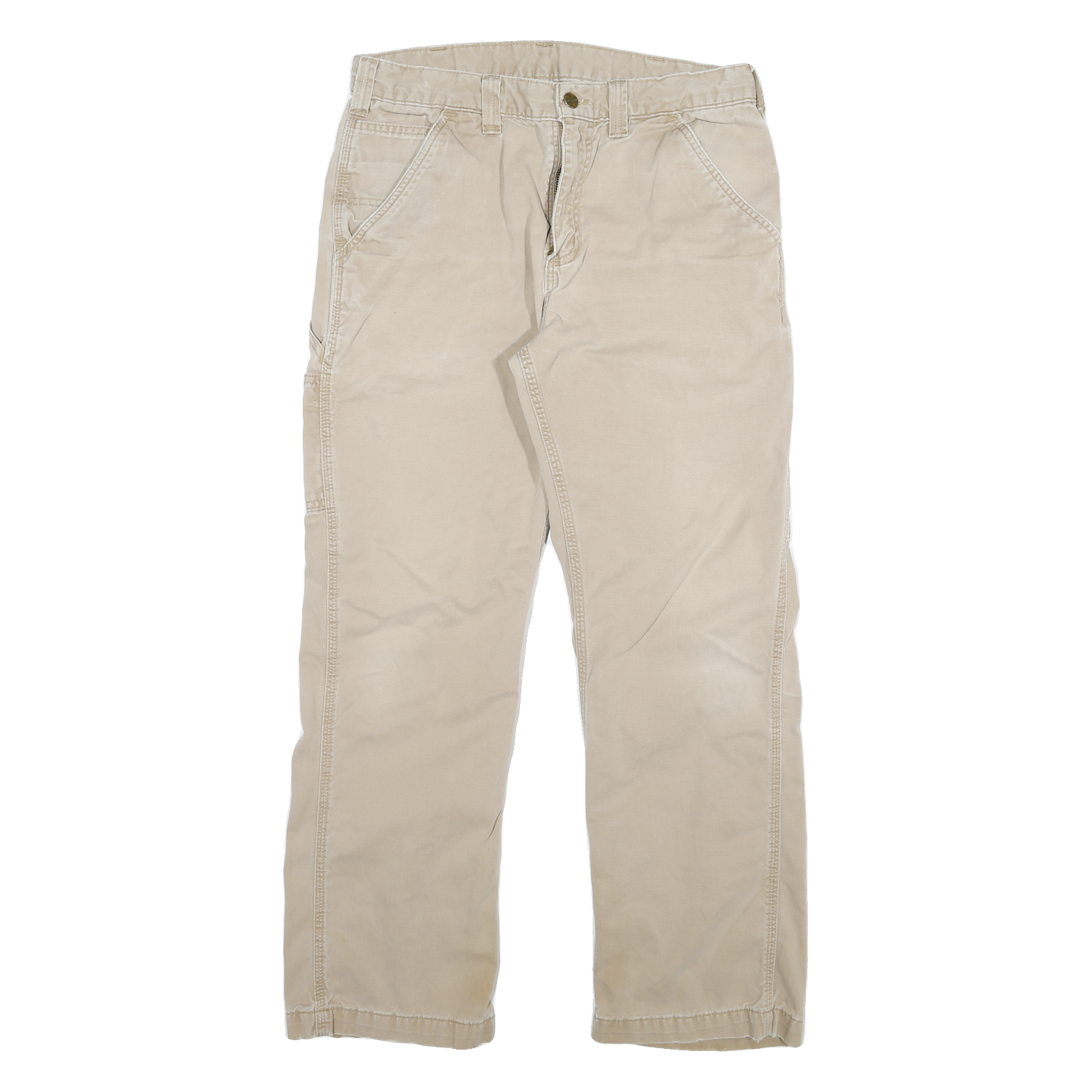 CARHARTT Mens Jeans Beige Relaxed Straight Denim W32 L28 Durable Workwear Zip