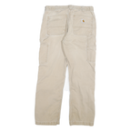 CARHARTT Mens Jeans Beige Relaxed Straight Denim W32 L28 Durable Workwear Zip