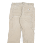 CARHARTT Mens Jeans Beige Relaxed Straight Denim W32 L28 Durable Workwear Zip