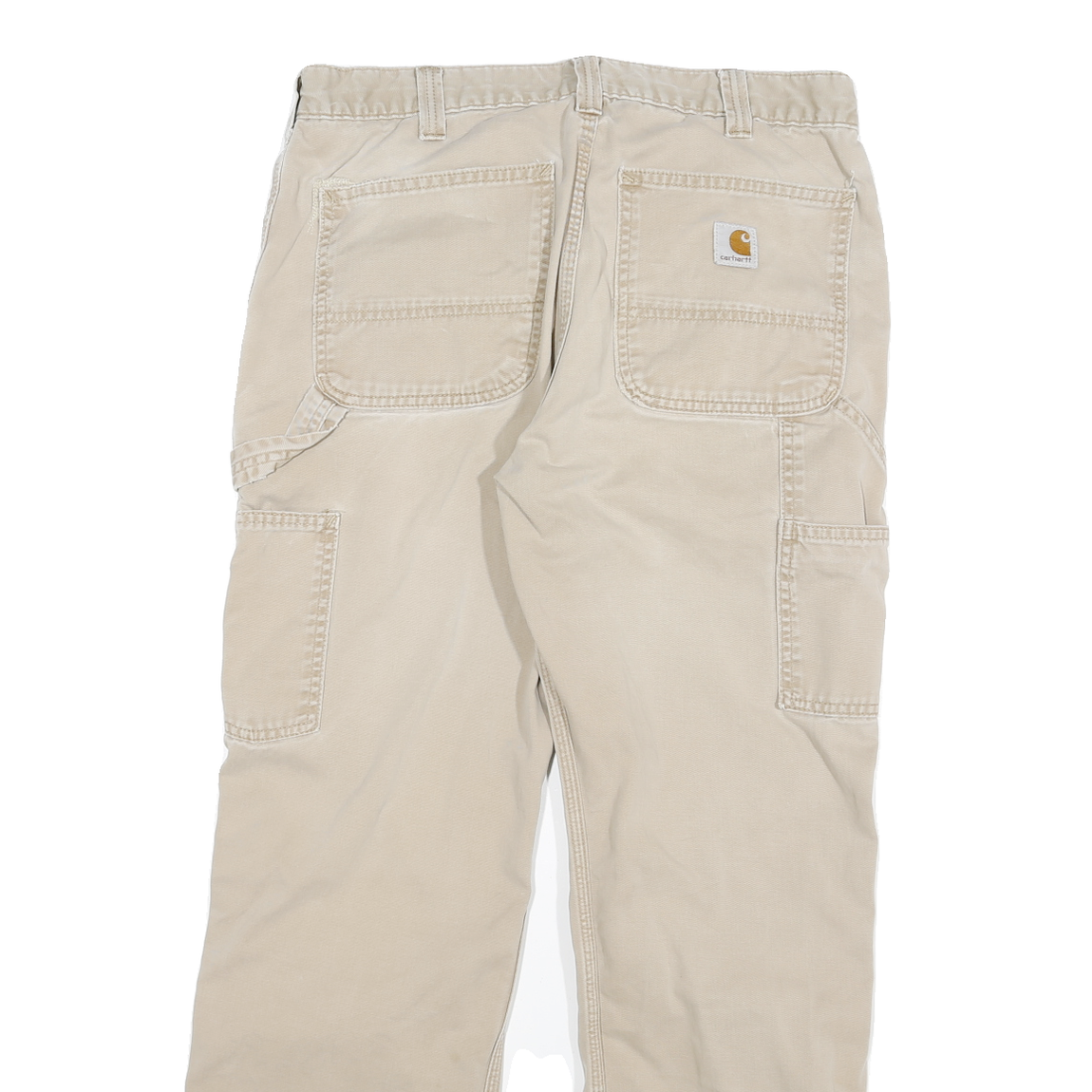 CARHARTT Mens Jeans Beige Relaxed Straight Denim W32 L28 Durable Workwear Zip