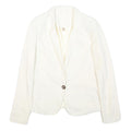 SACK'S Womens White Silk Jacket S Button Plain Elegant Lightweight