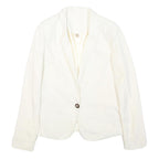 SACK'S Womens White Silk Jacket S Button Plain Elegant Lightweight