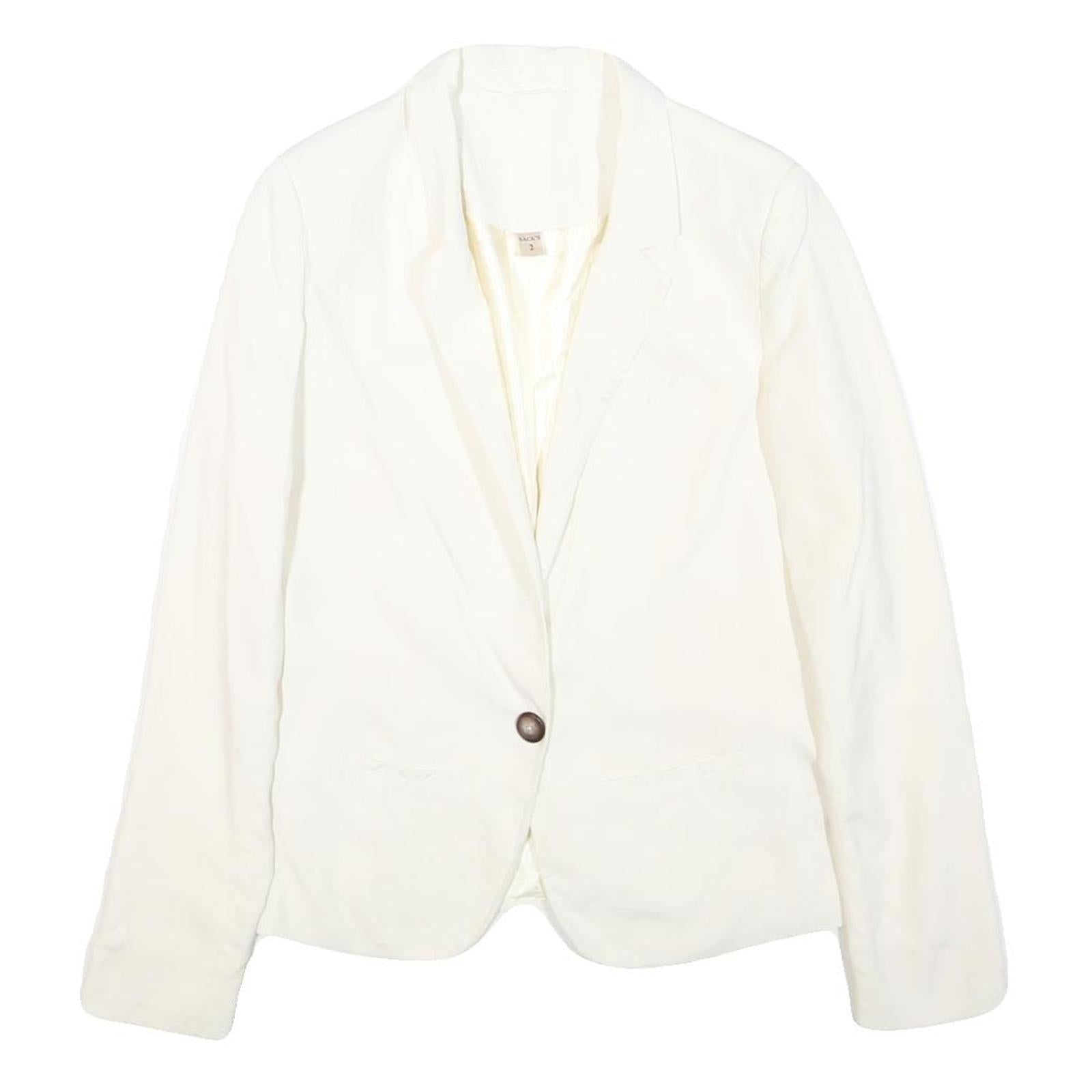 SACK'S Womens White Silk Jacket S Button Plain Elegant Lightweight