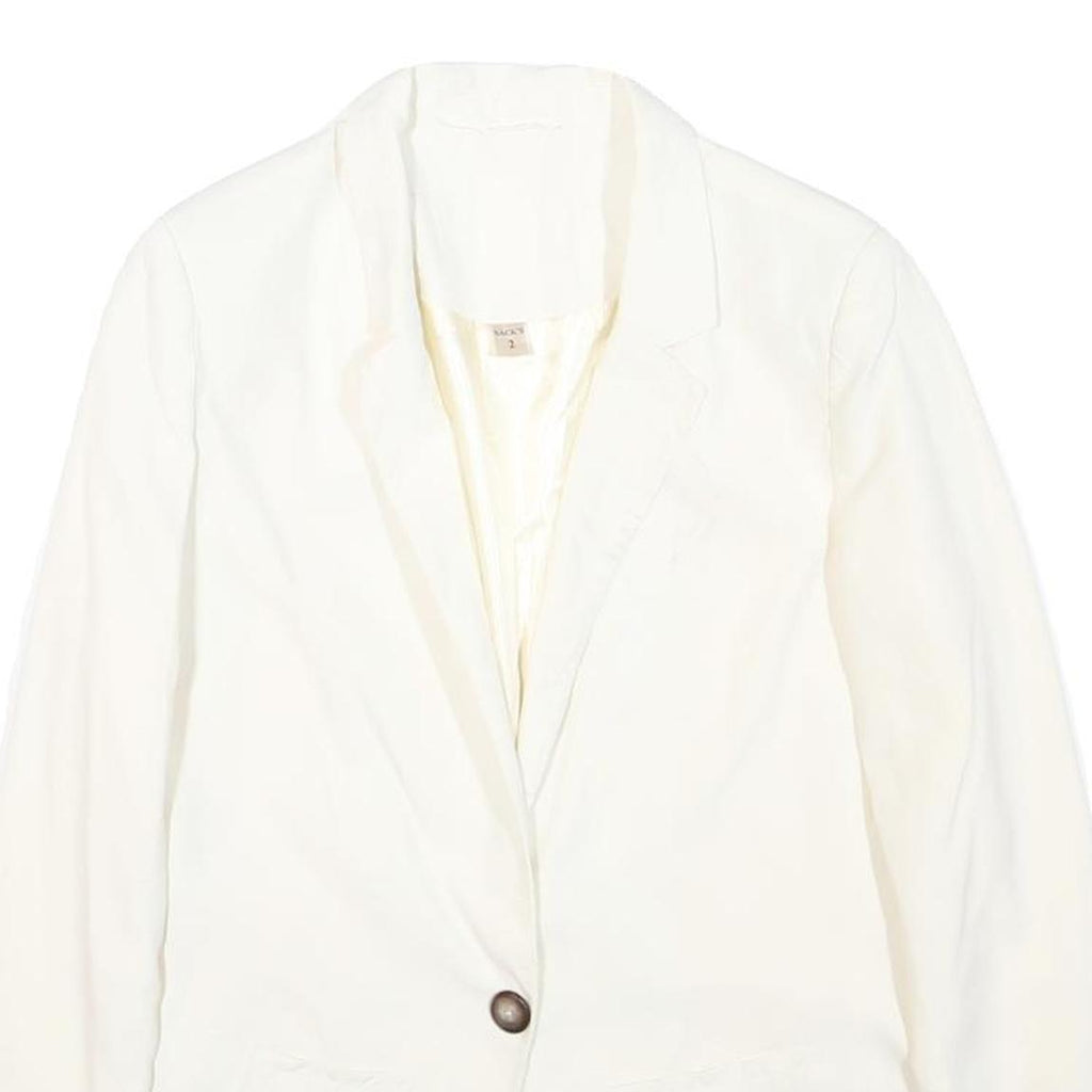SACK'S Womens White Silk Jacket S Button Plain Elegant Lightweight