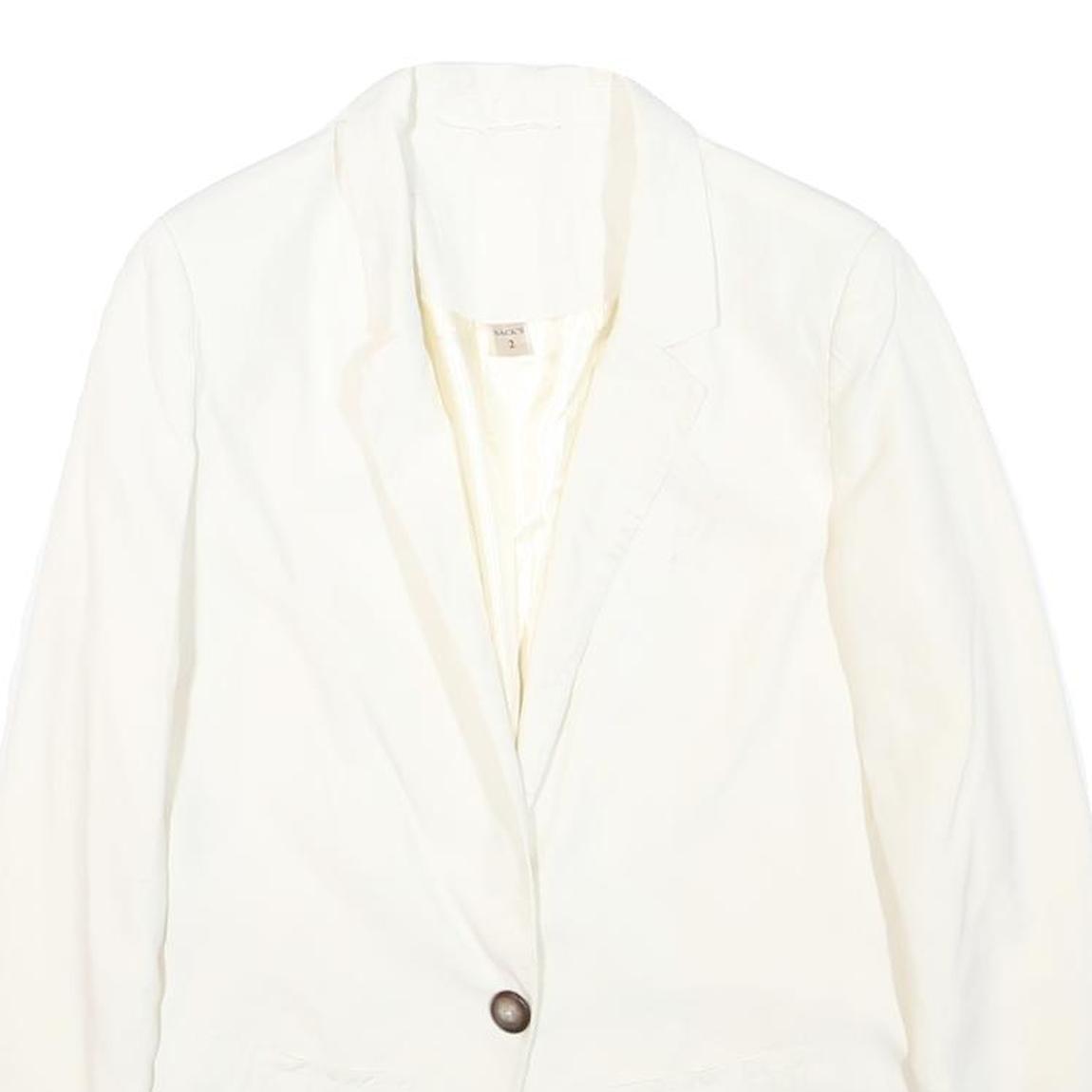 SACK'S Womens White Silk Jacket S Button Plain Elegant Lightweight