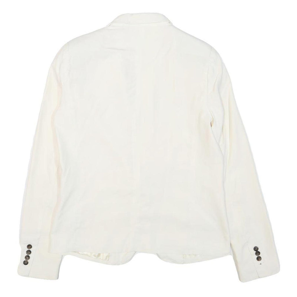SACK'S Womens White Silk Jacket S Button Plain Elegant Lightweight