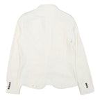 SACK'S Womens White Silk Jacket S Button Plain Elegant Lightweight