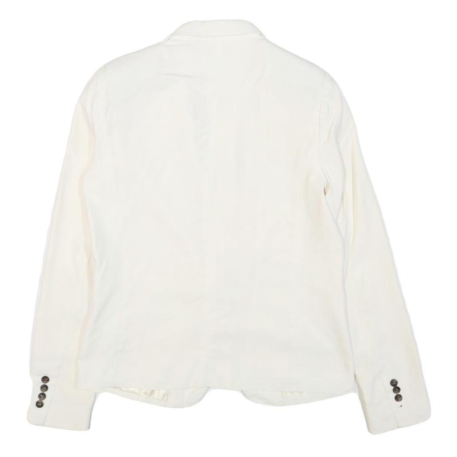 SACK'S Womens White Silk Jacket S Button Plain Elegant Lightweight