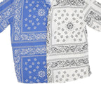 FSBN Mens Blue & White Cotton Blend Bandana Print Shirt L Casual Summer Short