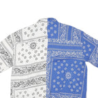 FSBN Mens Blue & White Cotton Blend Bandana Print Shirt L Casual Summer Short