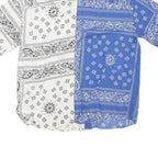 FSBN Mens Blue & White Cotton Blend Bandana Print Shirt L Casual Summer Short