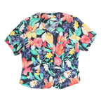 TOP FASHION Womens Multi Colour Printed Top Short Sleeve V-Neck Floral L