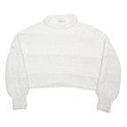 ARIZONA JEAN COMPANY Womens White Plain Jumper Roll Neck Tight Knit S Crop