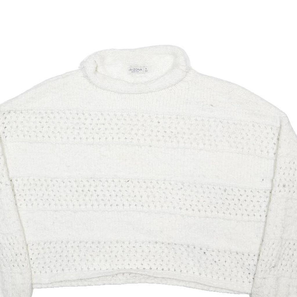 ARIZONA JEAN COMPANY Womens White Plain Jumper Roll Neck Tight Knit S Crop