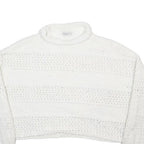 ARIZONA JEAN COMPANY Womens White Plain Jumper Roll Neck Tight Knit S Crop