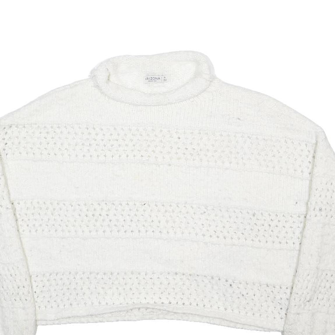 ARIZONA JEAN COMPANY Womens White Plain Jumper Roll Neck Tight Knit S Crop